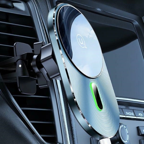 Uchwyt samochodowy z ładowaniem indukcyjnym USAMS Magnetic Car Wireless Charging 15W Air Vent szary/grey CD170DZ01
