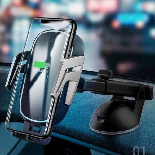 Uchwyt samochodowy z ładowaniem indukcyjnym USAMS US-CD101 Automatic Induction 10W Dashboard czarny/black CD101ZJ01