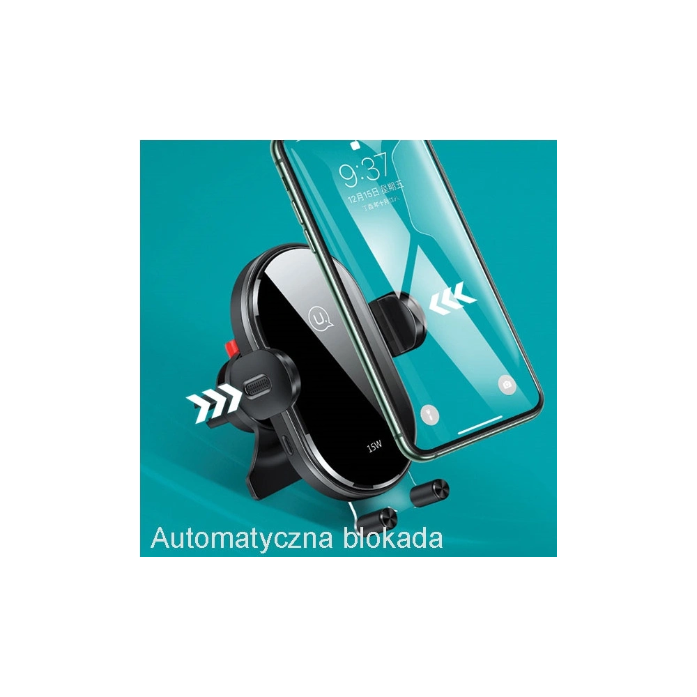 Hurtownia GSM - Uchwyt samochodowy z ładowaniem indukcyjnym USAMS US-CD132 15W Automatic Air Vent czarny/black CD132ZJ01 - USA756BLK - {ean13} - Hurt
