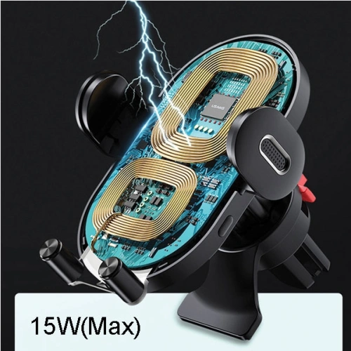 Uchwyt samochodowy z ładowaniem indukcyjnym USAMS US-CD132 15W Automatic Air Vent czarny/black CD132ZJ01