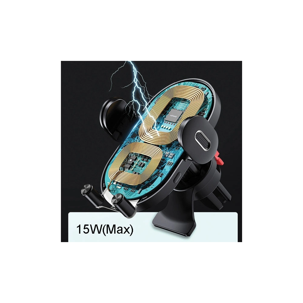 Wholesale USAMS Wireless Charger Car Mount US-CD132 15W Automatic Air Vent black CD132ZJ01 - USA756BLK - {ean13} - Hurt
