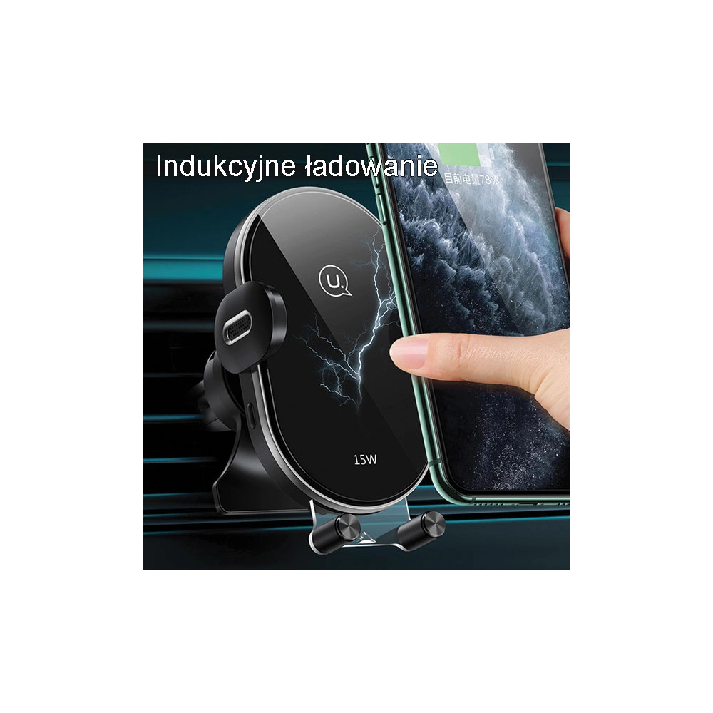 Hurtownia GSM - Uchwyt samochodowy z ładowaniem indukcyjnym USAMS US-CD132 15W Automatic Air Vent czarny/black CD132ZJ01 - USA756BLK - {ean13} - Hurt