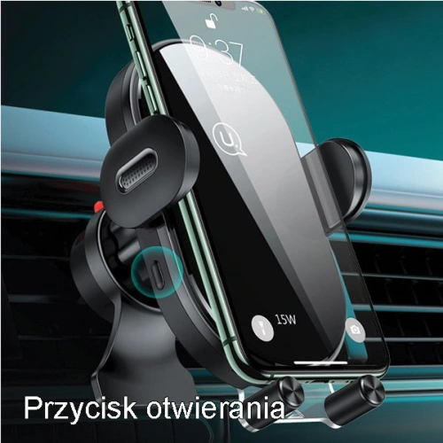 Uchwyt samochodowy z ładowaniem indukcyjnym USAMS US-CD132 15W Automatic Air Vent czarny/black CD132ZJ01