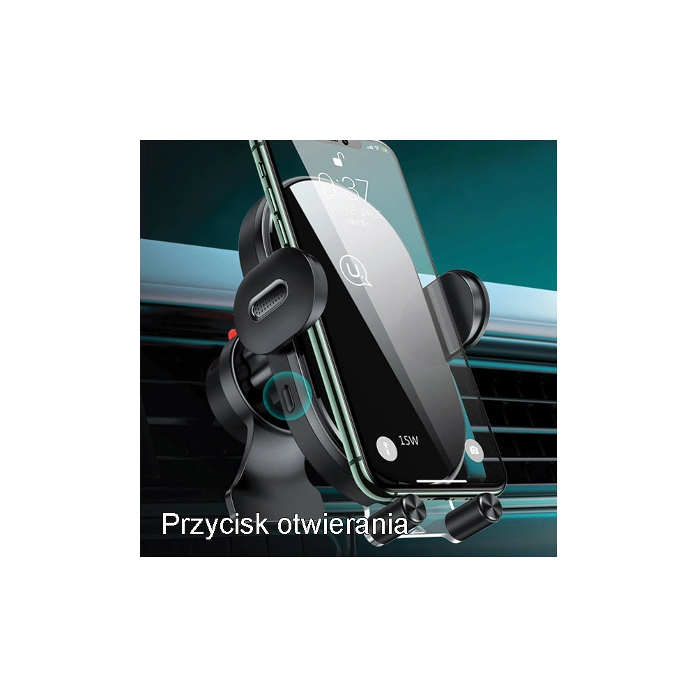 Hurtownia GSM - Uchwyt samochodowy z ładowaniem indukcyjnym USAMS US-CD132 15W Automatic Air Vent czarny/black CD132ZJ01 - USA756BLK - {ean13} - Hurt