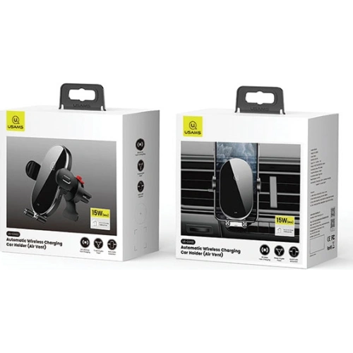 Uchwyt samochodowy z ładowaniem indukcyjnym USAMS US-CD132 15W Automatic Air Vent czarny/black CD132ZJ01