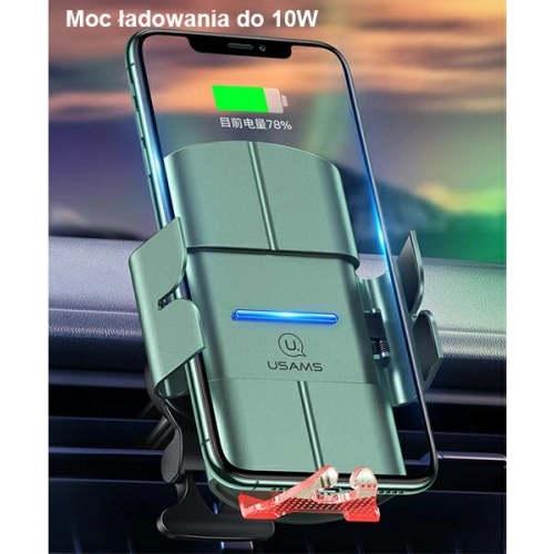 Uchwyt samochodowy z ładowaniem indukcyjnym USAMS US-CD133 10W Automatic Air Vent zielony/green Starod CD133ZJ02