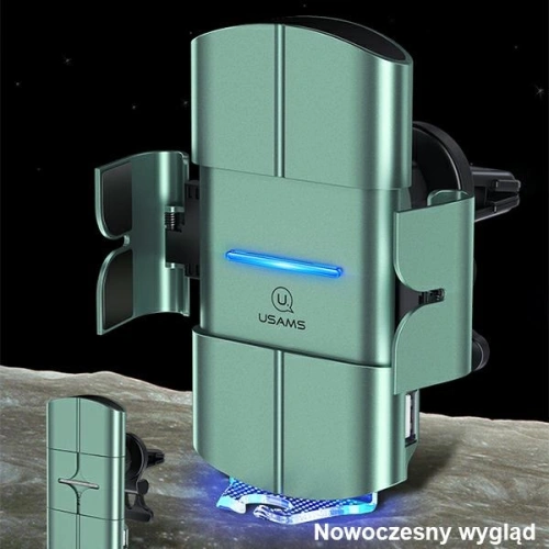 Uchwyt samochodowy z ładowaniem indukcyjnym USAMS US-CD133 10W Automatic Air Vent zielony/green Starod CD133ZJ02