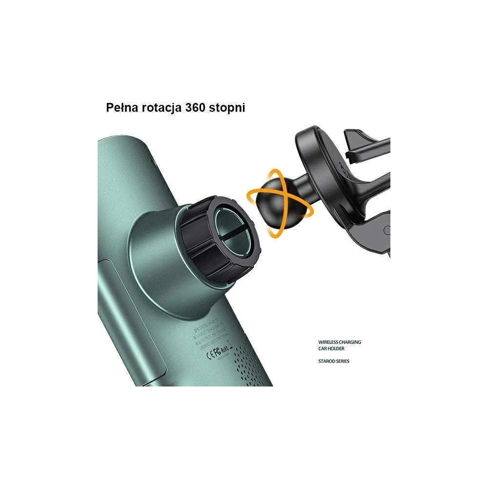 Wholesale USAMS Wireless Charger Car Mount US-CD133 10W Automatic Air Vent green Starod CD133ZJ02 - USA758GRN - {ean13} - Hurt
