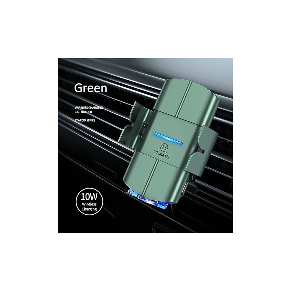 Hurtownia GSM - Uchwyt samochodowy z ładowaniem indukcyjnym USAMS US-CD133 10W Automatic Air Vent zielony/green Starod CD133ZJ02 - USA758GRN - {ean13} - Hurt