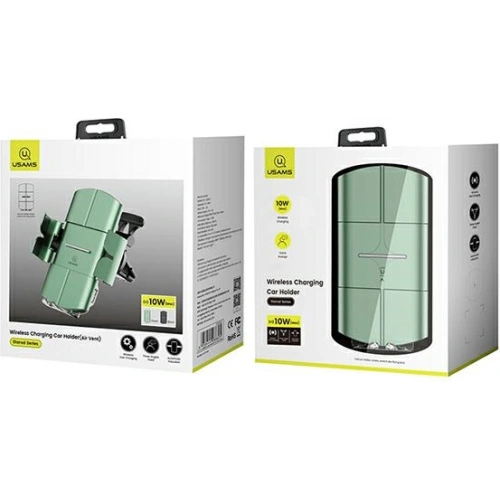 Uchwyt samochodowy z ładowaniem indukcyjnym USAMS US-CD133 10W Automatic Air Vent zielony/green Starod CD133ZJ02
