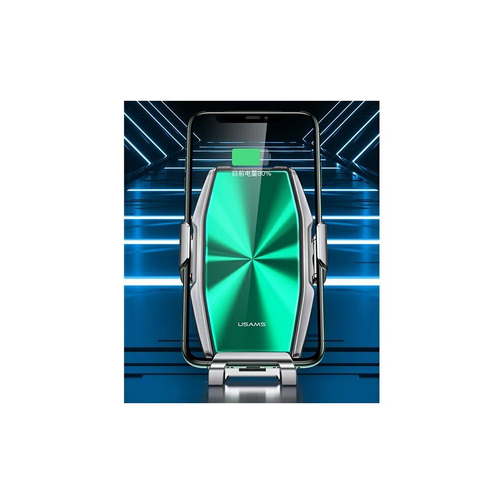 Wholesale USAMS Wireless Charger Car Mount US-CD134 15W Automatic Air Vent silver Zenya CD134ZJ01 - USA759SLV - {ean13} - Hurt