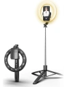 Statyw na telefon USAMS z lampą LED tripod czarny/black ZB241ZJ01