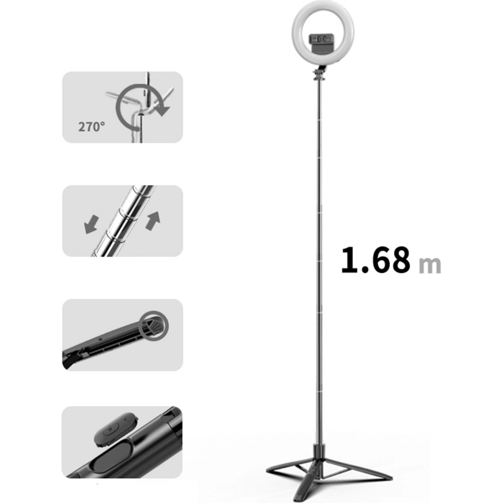 Hurtownia GSM - Stativ na telefon USAMS s LED lampou tripod černý/black ZB241ZJ01 - USA773BLK - {ean13} - Hurt