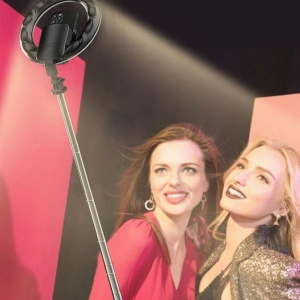 Statyw na telefon USAMS z lampą LED tripod czarny/black ZB241ZJ01