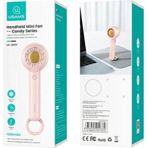 Wholesale USAMS Hand Fan Mini 1200mAh Candy Series pink ZB251FS02 (US-ZB251) - USA779PNK - {ean13} - Hurt