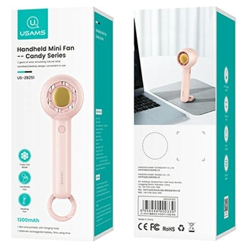 Wiatrak ręczny USAMS Mini 1200mAh Candy Series różowy/pink ZB251FS02