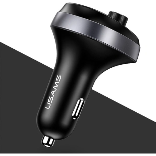 Transmiter FM USAMS C11, zestaw głośnomówiący, Bluetooth, MP3, 2xUSB 2,1A czarny/black CC62GC01