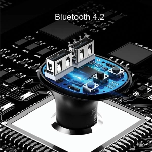 Hurtownia GSM - Transmiter FM USAMS C11, zestaw głośnomówiący, Bluetooth, MP3, 2xUSB 2,1A czarny/black CC62GC01 - USA784BLK - {ean13} - Hurt