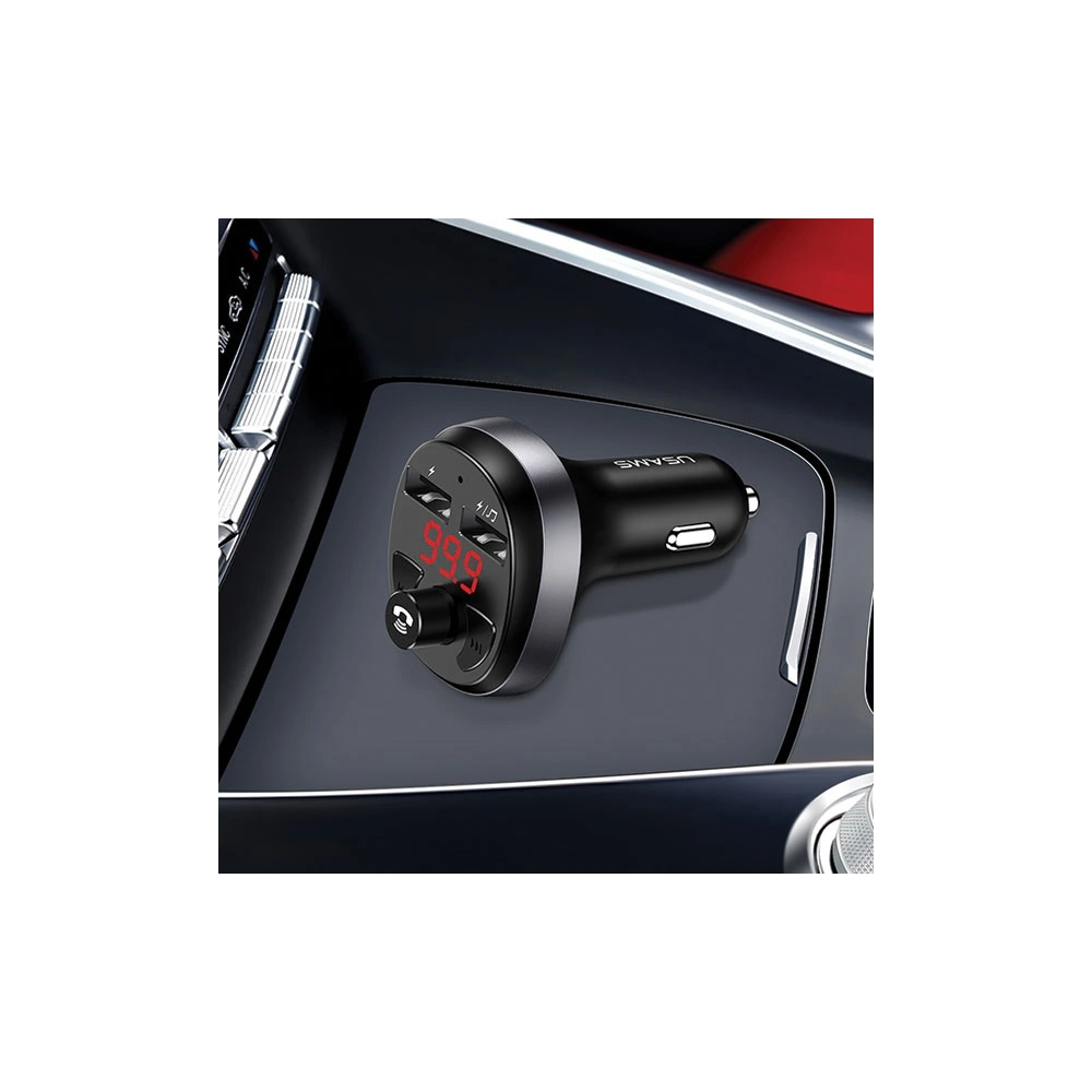Hurtownia GSM - FM transmitter USAMS C11, hands-free kit, Bluetooth, MP3, 2xUSB 2,1A černý/black CC62GC01 - USA784BLK - {ean13} - Hurt