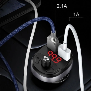 Hurtownia GSM - FM transmitter USAMS C11, hands-free kit, Bluetooth, MP3, 2xUSB 2,1A černý/black CC62GC01 - USA784BLK - {ean13} - Hurt