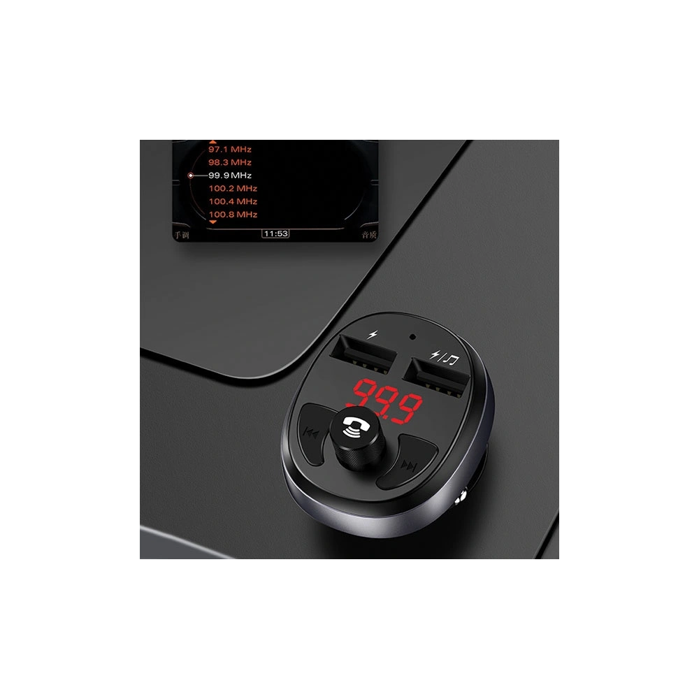 Hurtownia GSM - FM transmitter USAMS C11, hands-free kit, Bluetooth, MP3, 2xUSB 2,1A černý/black CC62GC01 - USA784BLK - {ean13} - Hurt
