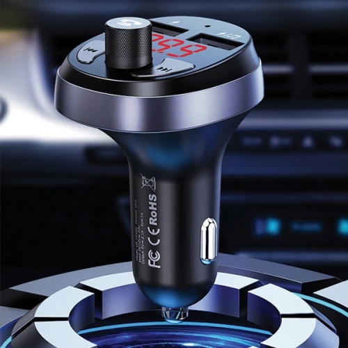 Transmiter FM USAMS C11, zestaw głośnomówiący, Bluetooth, MP3, 2xUSB 2,1A czarny/black CC62GC01