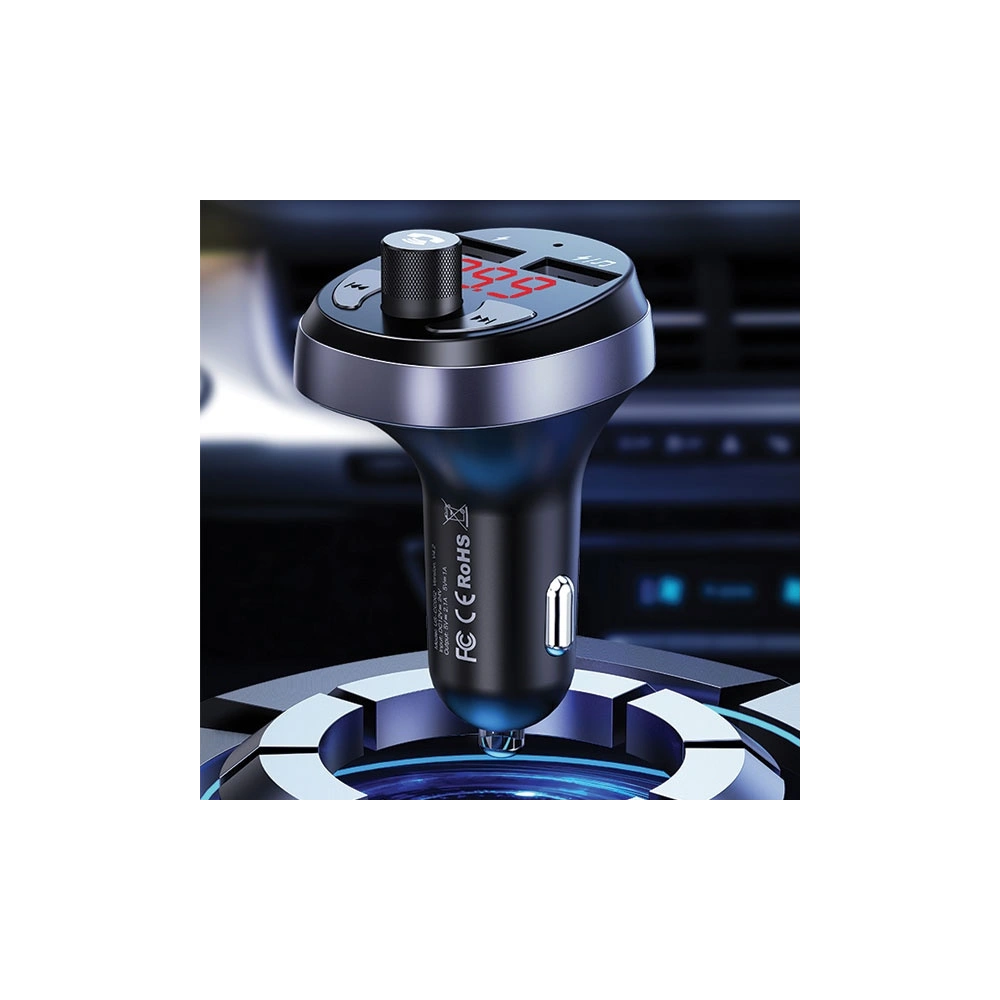 Hurtownia GSM - Transmiter FM USAMS C11, zestaw głośnomówiący, Bluetooth, MP3, 2xUSB 2,1A czarny/black CC62GC01 - USA784BLK - {ean13} - Hurt