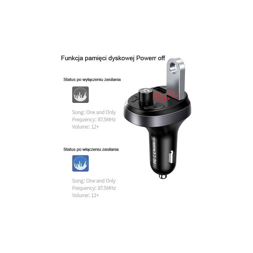 Hurtownia GSM - FM transmitter USAMS C11, hands-free kit, Bluetooth, MP3, 2xUSB 2,1A černý/black CC62GC01 - USA784BLK - {ean13} - Hurt