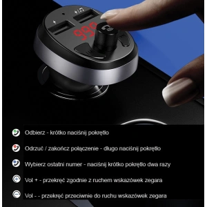 Hurtownia GSM - FM transmitter USAMS C11, hands-free kit, Bluetooth, MP3, 2xUSB 2,1A černý/black CC62GC01 - USA784BLK - {ean13} - Hurt