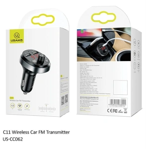 Hurtownia GSM - Transmiter FM USAMS C11, zestaw głośnomówiący, Bluetooth, MP3, 2xUSB 2,1A czarny/black CC62GC01 - USA784BLK - {ean13} - Hurt