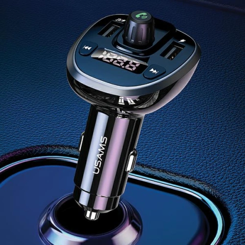 Transmiter FM USAMS C21, zestaw głośnomówiący, Bluetooth 5.0, MP3, 2xUSB 3,4A czarny/black CC115GC01