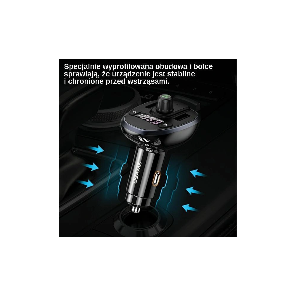 Hurtownia GSM - FM transmitter USAMS C21, hands-free kit, Bluetooth 5.0, MP3, 2xUSB 3,4A černý/black CC115GC01 - USA785BLK - {ean13} - Hurt