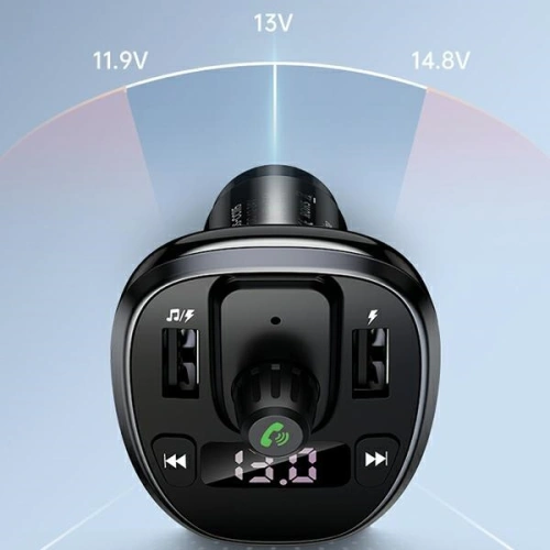 Transmiter FM USAMS C21, zestaw głośnomówiący, Bluetooth 5.0, MP3, 2xUSB 3,4A czarny/black CC115GC01