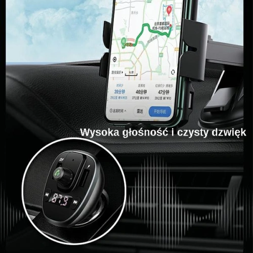 Transmiter FM USAMS C21, zestaw głośnomówiący, Bluetooth 5.0, MP3, 2xUSB 3,4A czarny/black CC115GC01