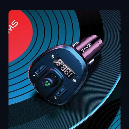 Transmiter FM USAMS C21, zestaw głośnomówiący, Bluetooth 5.0, MP3, 2xUSB 3,4A czarny/black CC115GC01