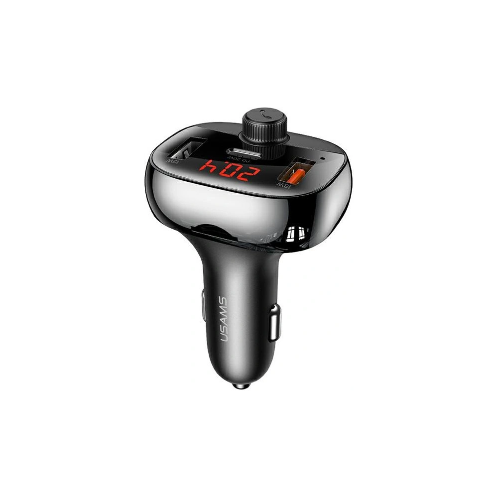 Hurtownia GSM - FM transmitter USAMS C25 50W, hands-free kit, Bluetooth, MP3, 2xUSB / USB-C černý/black CC143TC01 - USA786BLK - {ean13} - Hurt