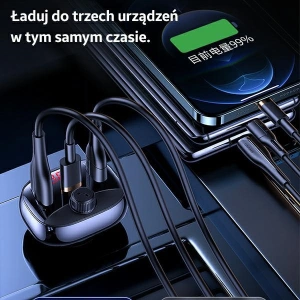 Hurtownia GSM - Transmiter FM USAMS C25 50W, zestaw głośnomówiący, Bluetooth, MP3, 2xUSB / USB-C czarny/black CC143TC01 - USA786BLK - {ean13} - Hurt