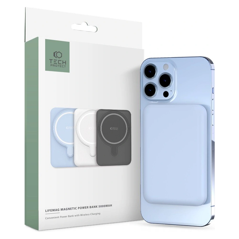 Hurtownia GSM - Powerbank MagSafe Tech-Protect PB10 LifeMag 5000mAh Modrý - THP1283BLU - {ean13} - Hurt