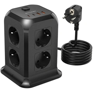 Hurtownia GSM - Ładowarka sieciowa z 8 gniazdami AC, 2x USB, 2x USB-C Blitzwolf BW-PC3 (czarna) - BLZ494 - {ean13} - Hurt