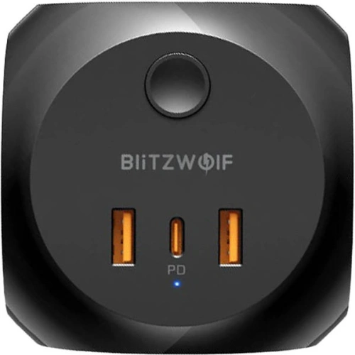 Ładowarka sieciowa z 3 gniazdami AC, 2x USB, 1x USB-C Blitzwolf BW-PC1 (czarna)