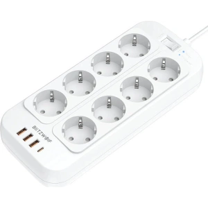 Wholesale BlitzWolf BW-PC2 Extension & USB Charger 8x AC + 3x USB, 1x USB-C, 2500W - BLZ498 - {ean13} - Hurt