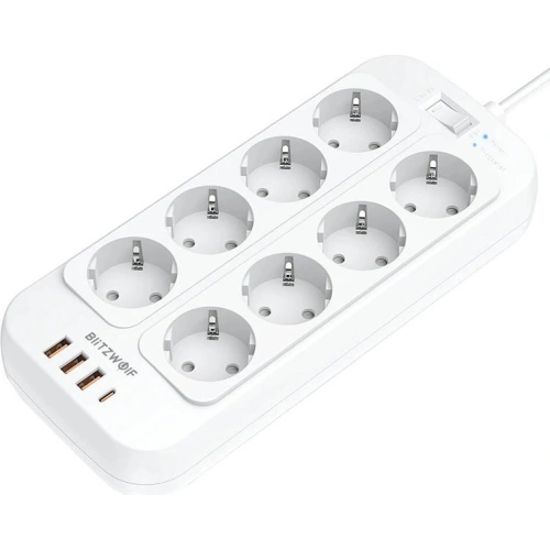 Listwa zasilająca Blitzwolf BW-PC2, 8 gniazd + 3x USB, 1x USB-C, 2500W