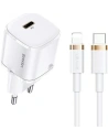 Nabíječka USAMS T36 mini 1xUSB-C 20W + kabel USB-C-Lightning bílý/white PD3.0 rychlé nabíjení XFKXLOGTL02