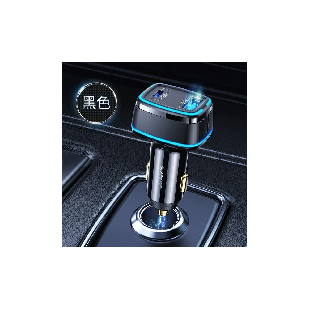 Wholesale USAMS Car Charger 1xUSB+1xUSB-C C24 120W Fast Charge black CC142TC01 (US-CC142) - USA484BLK - {ean13} - Hurt