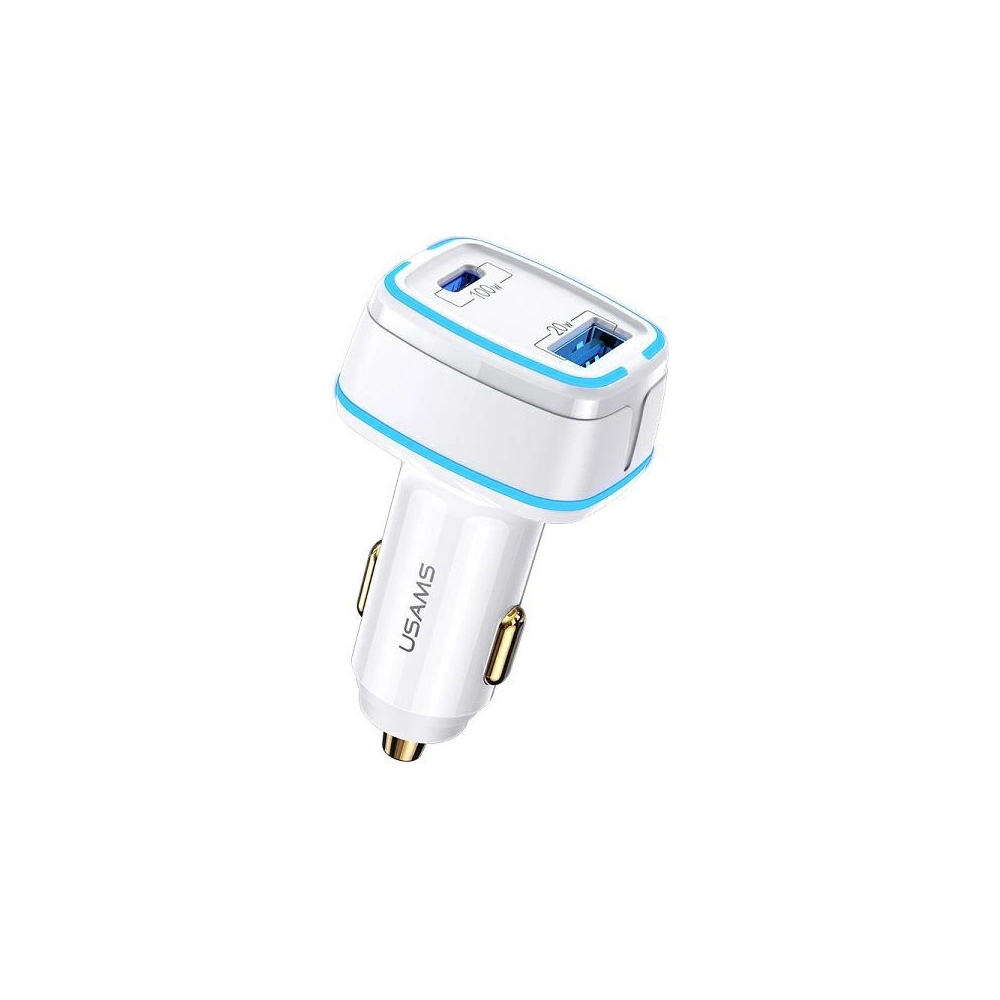 Hurtownia GSM - Autonabíječka USAMS C24 1xUSB+1xUSB-C 120W Rychlé nabíjení bílá/white CC142TC02 - USA483WHT - {ean13} - Hurt