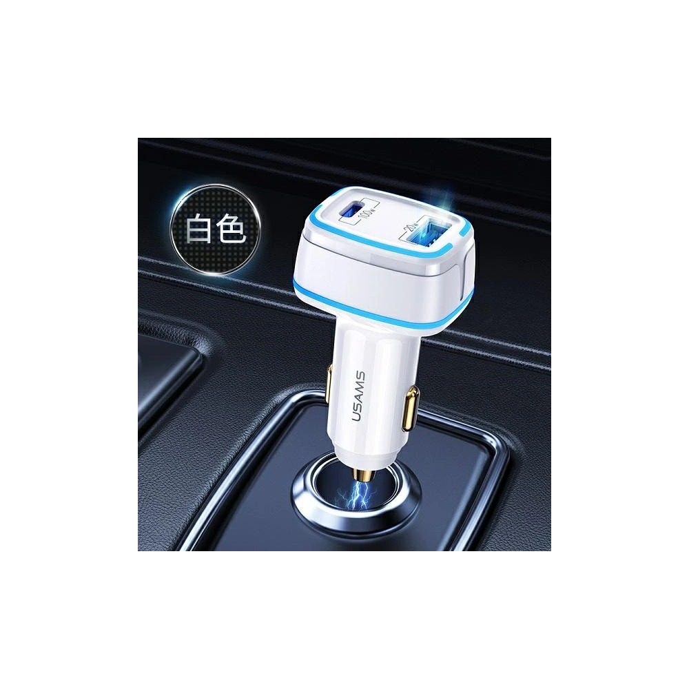 Hurtownia GSM - Autonabíječka USAMS C24 1xUSB+1xUSB-C 120W Rychlé nabíjení bílá/white CC142TC02 - USA483WHT - {ean13} - Hurt