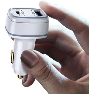 Ładowarka samochodowa USAMS C24 1xUSB+1xUSB-C 120W Fast Charge biały/white CC142TC02
