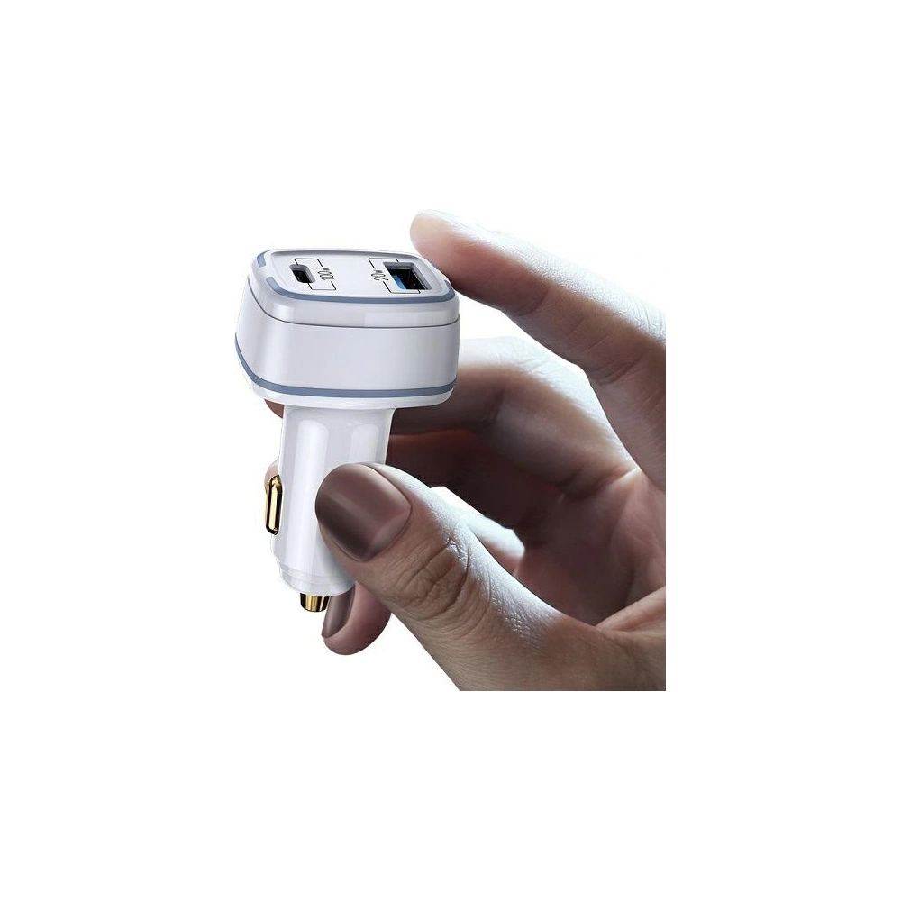 Hurtownia GSM - Autonabíječka USAMS C24 1xUSB+1xUSB-C 120W Rychlé nabíjení bílá/white CC142TC02 - USA483WHT - {ean13} - Hurt