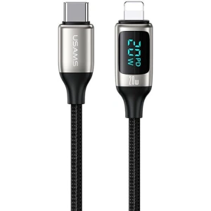 Kabel pleciony USAMS U78 USB-C na Lightning LED 1.2m 20W PD Fast Charge biały/white SJ545USB02