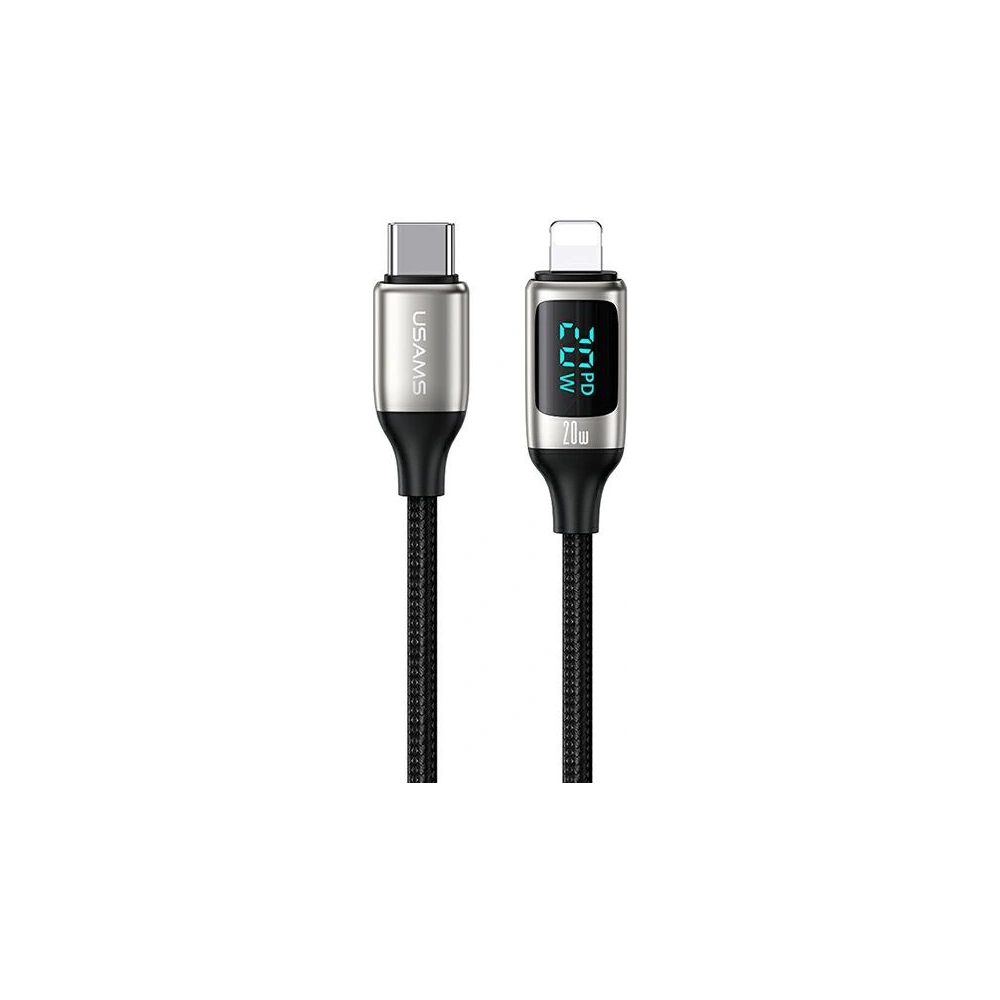 Hurtownia GSM - Kabel pleciony USAMS U78 USB-C na Lightning LED 1.2m 20W PD Fast Charge biały/white SJ545USB02 - USA337WHT - {ean13} - Hurt